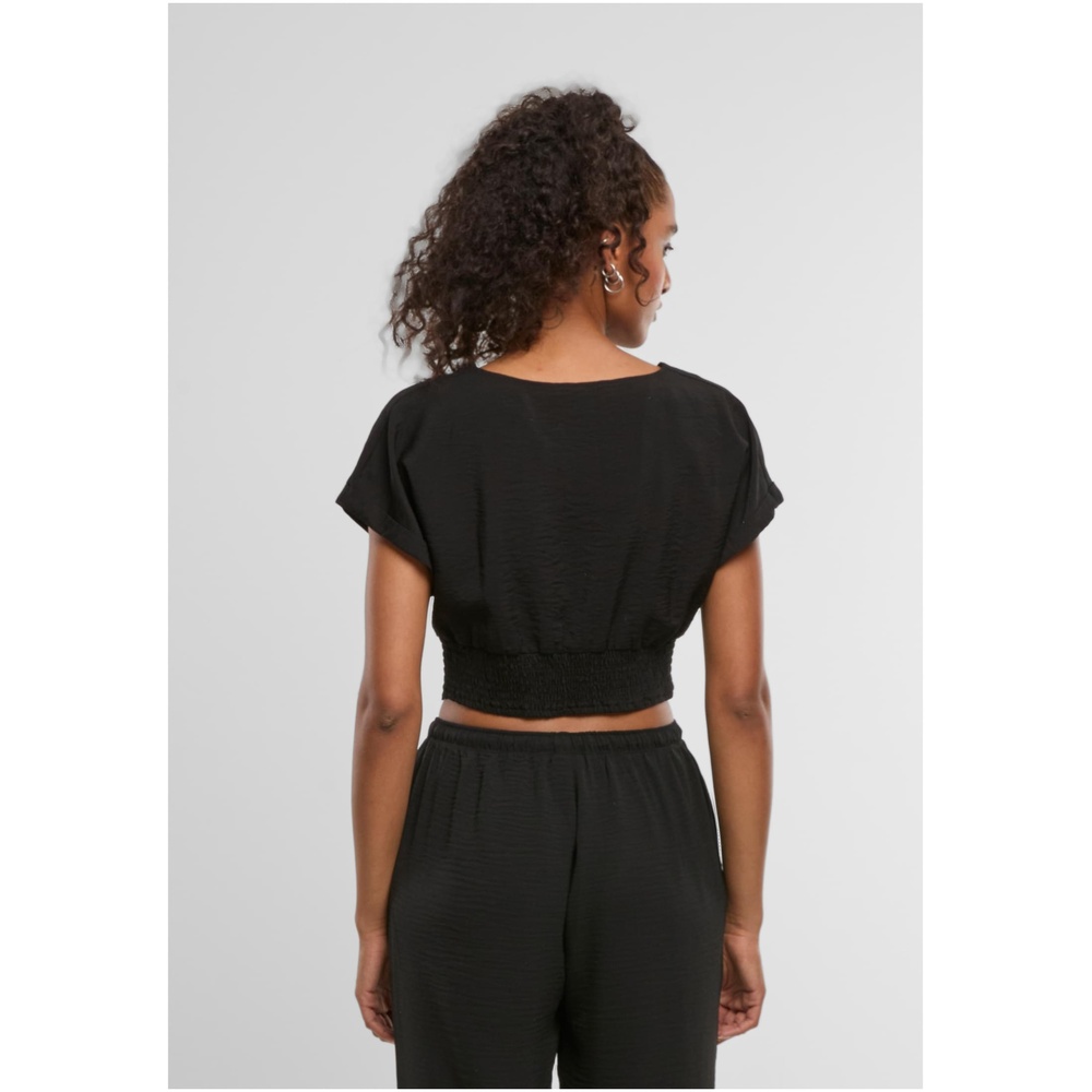 Urban Classics - Knotted VNeck Crop top - Schwarz